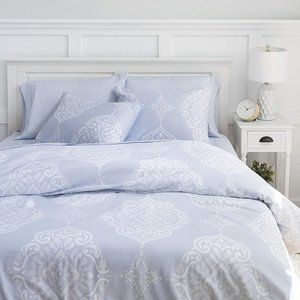 New - Penfold KIng Duvet Cover Set Power Blue & White